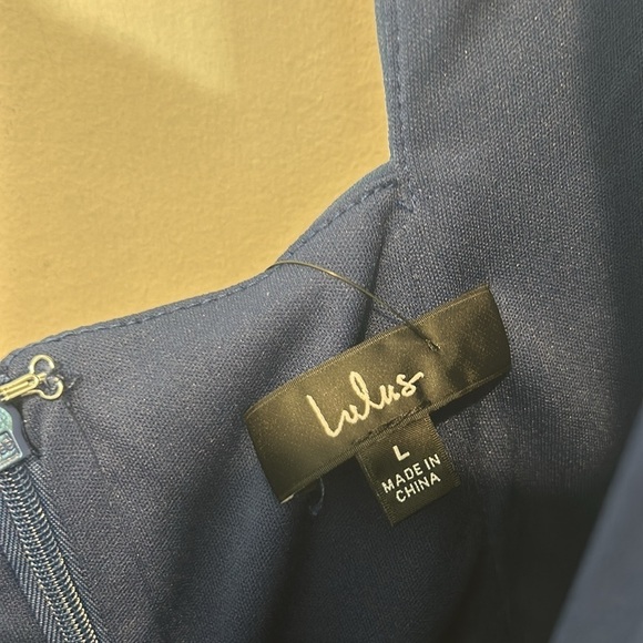 Lulus Stunning Behavior Dark Blue Square Neck Long Sleeve Maxi Dress large new - Picture 5 of 8